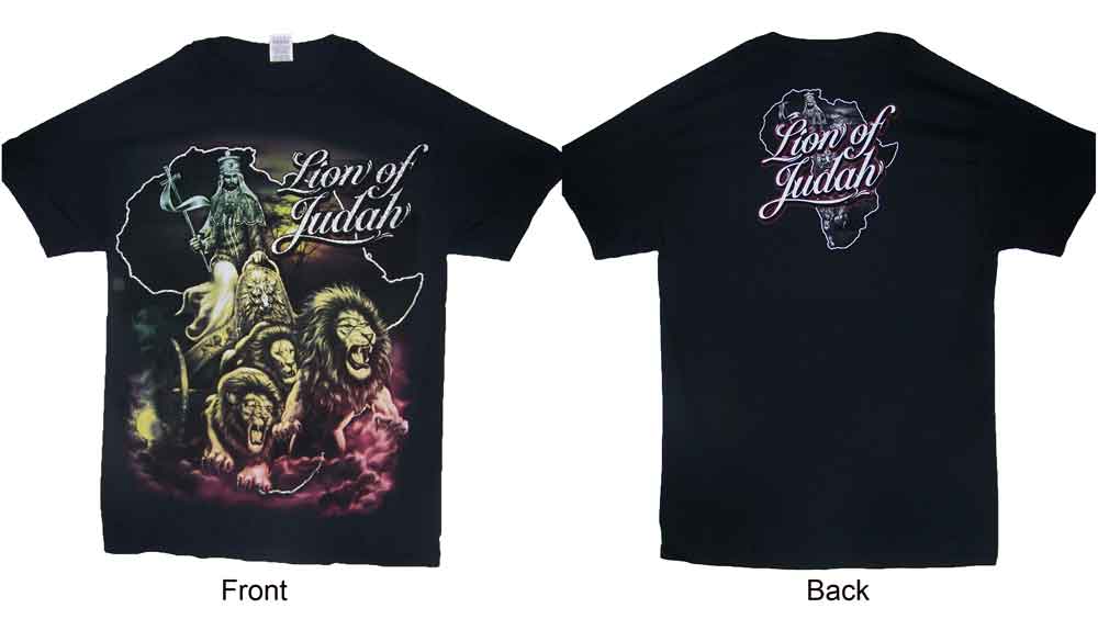 Reggae RASTA Lion of Judah Black Cotton T-Shirts