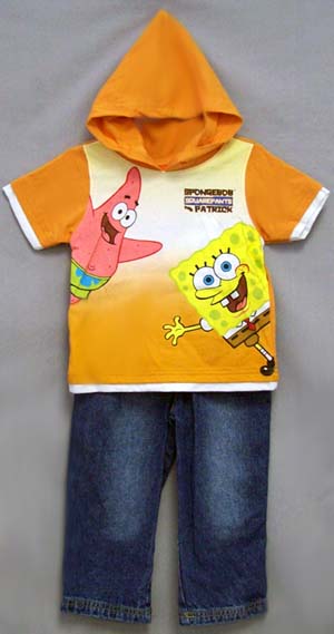 ''Nickelodeon'' Kids  2Pc Hooded Top & Blue Denim PANTS Sets (Inf)