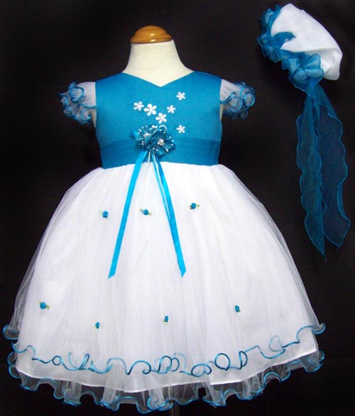 Girls Embroidered Pageant DRESS - Aqua Color