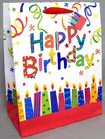 3 Dimensional Designer Style GIFT Bags - Happy Birthday (Medium)