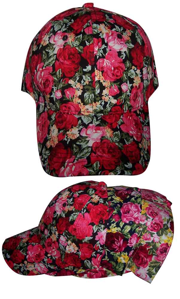 Roses Flowers Womens Screen Printed BASEBALL CAPs