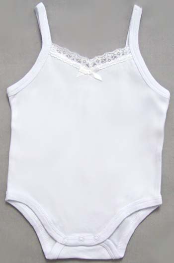 ''Super Baby''  Onesies -  White Sleeveless  With Lace (N/Born)''''
