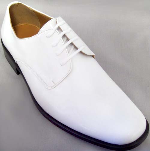 Mens Classic Tuxedo SHOES In Patent Leather - White Color - A Run