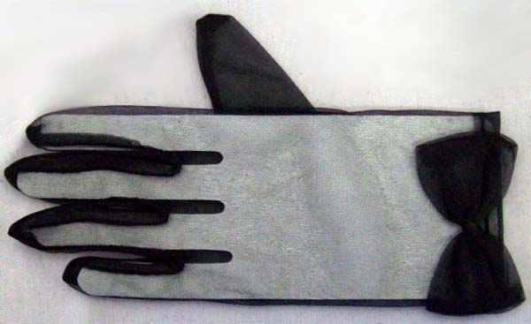 Black Sheer GLOVES With Bow - Wrist Length ( # 2002Bow)