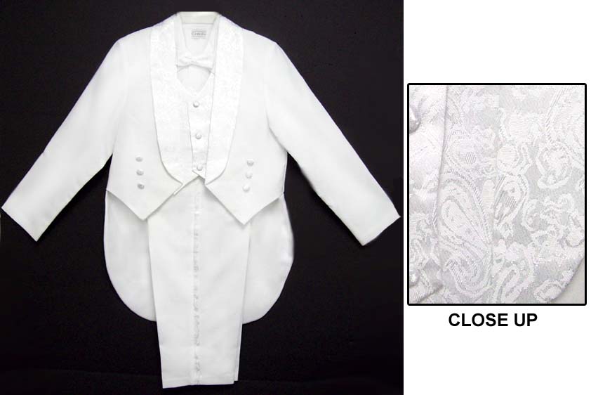 ''Camilo'' 5Pc White VESTed Tuxedo With Jacquard: 10 - 14