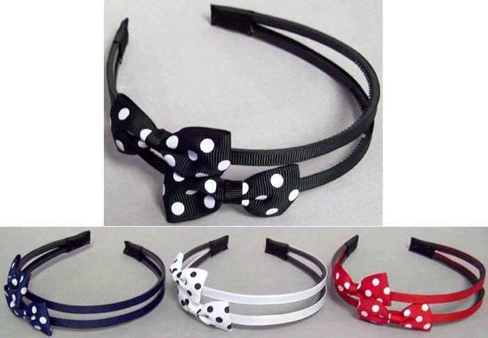 Girls Double HEADBANDs - Polka Dots  ( # DPN1078S)