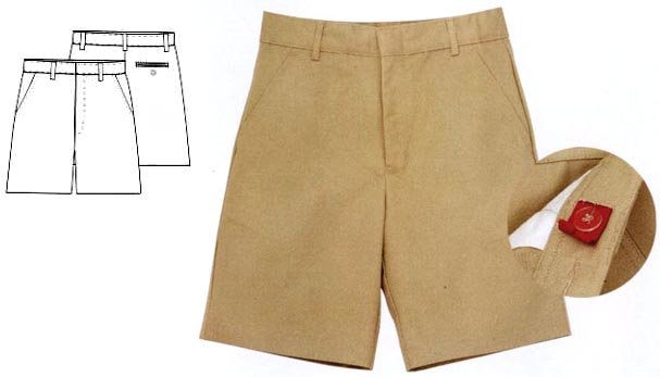 ''Universal'' Boys Flat Front  Shorts - Sizes: Husky - Khaki Color