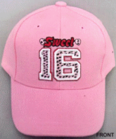 ''Sweet 16''   Girls BASEBALL Caps Pink Color Embroidered