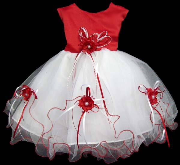 Baby Girl Pageant Dress - RED Color (Sizes: 9-24 Mos)