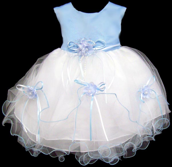 Baby Girl Pageant DRESS - Baby Blue Color  (9 - 24 Mos)