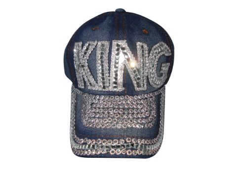 KING Jewellled & Rhinestones Blue Denim BASEBALL CAPs