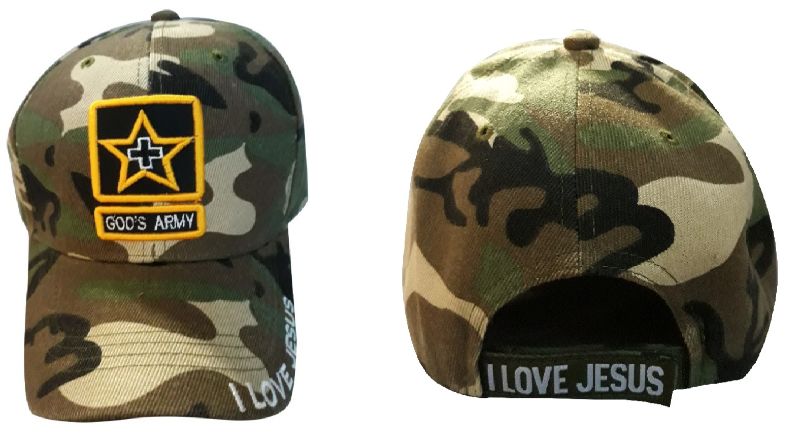 God's ARMY Christian Baseball CAPs  Embroidered - Green Camo