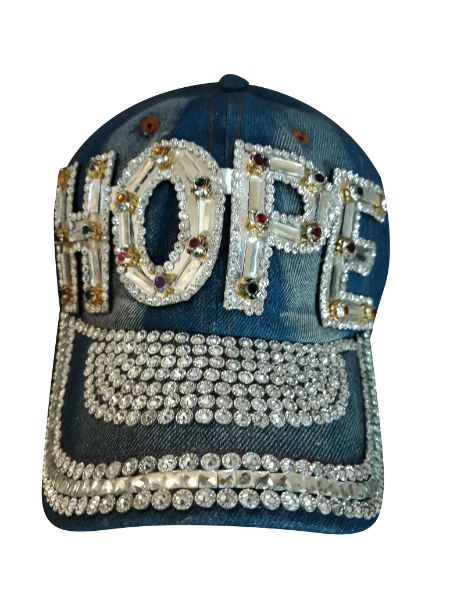 HOPE Jeweled Blue DENIM Baseball  Caps For Women