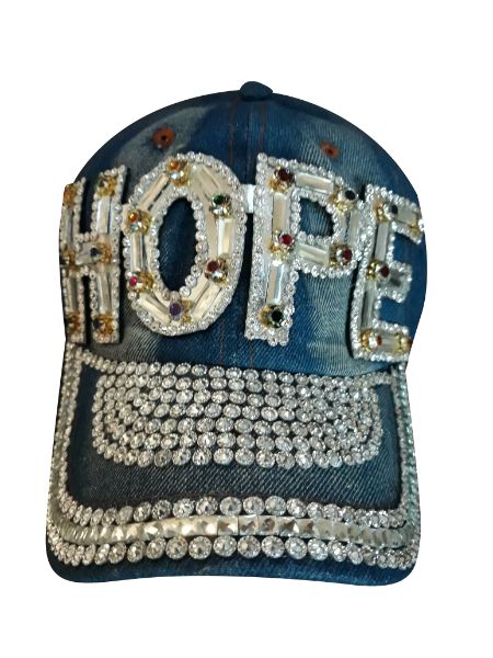 HOPE Jeweled Blue Denim BASEBALL  CAPs For Women