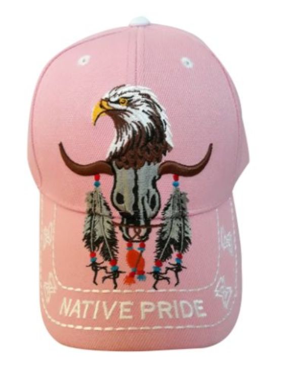 Eagle & Feathers Native Pride Baseball CAPS Embroidered - Pink