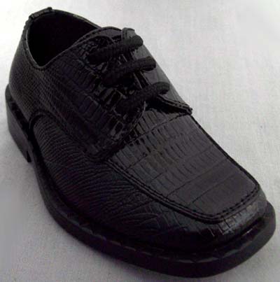 Boys Faux Crocodile LEATHER Shoes - Toddler - Black Color