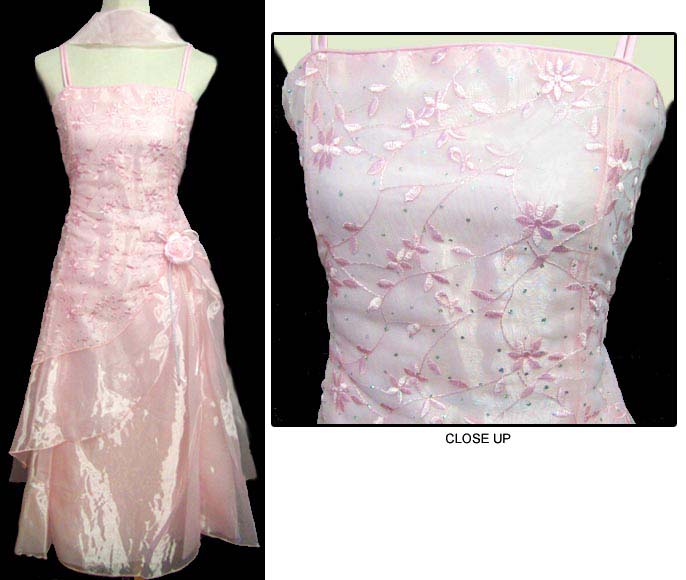 Gilrs Party DRESS With Scarf - Pink. Sizes: 16-18-20