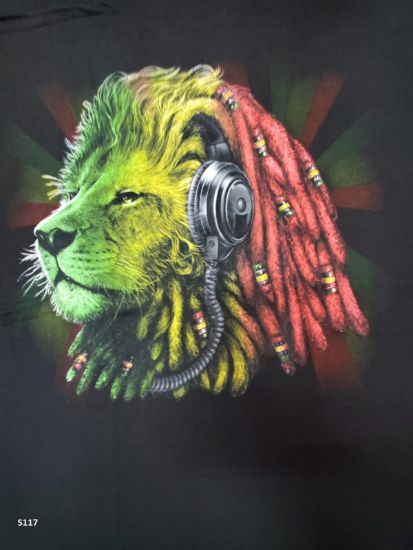 Reggae Rasta Screen Printed T-Shirts - Lion With HEADPHONE