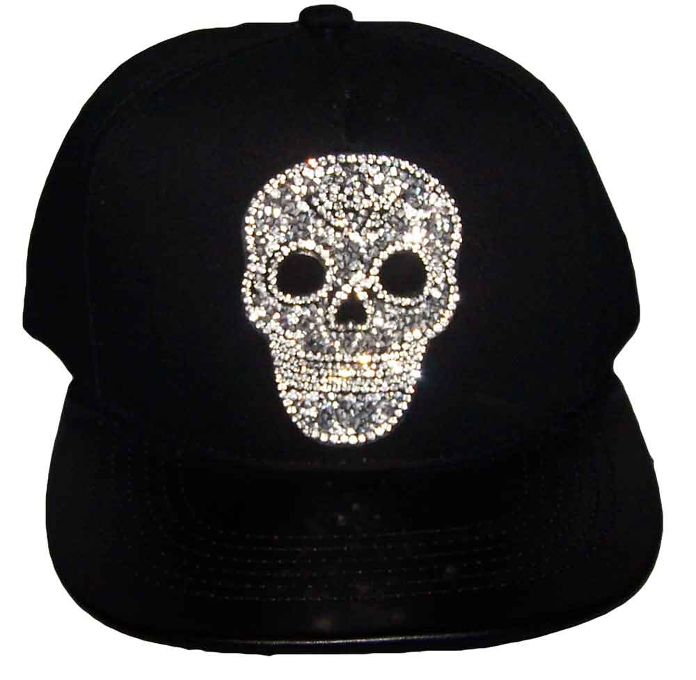 ''Skull'' Rhinestones Baseball CAPS - Black Color