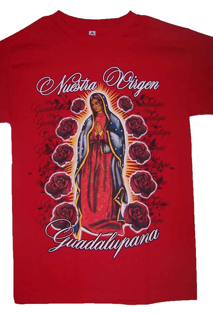 Nuestra Virgen La Guadalupana Catholic T-SHIRTs - Red Color