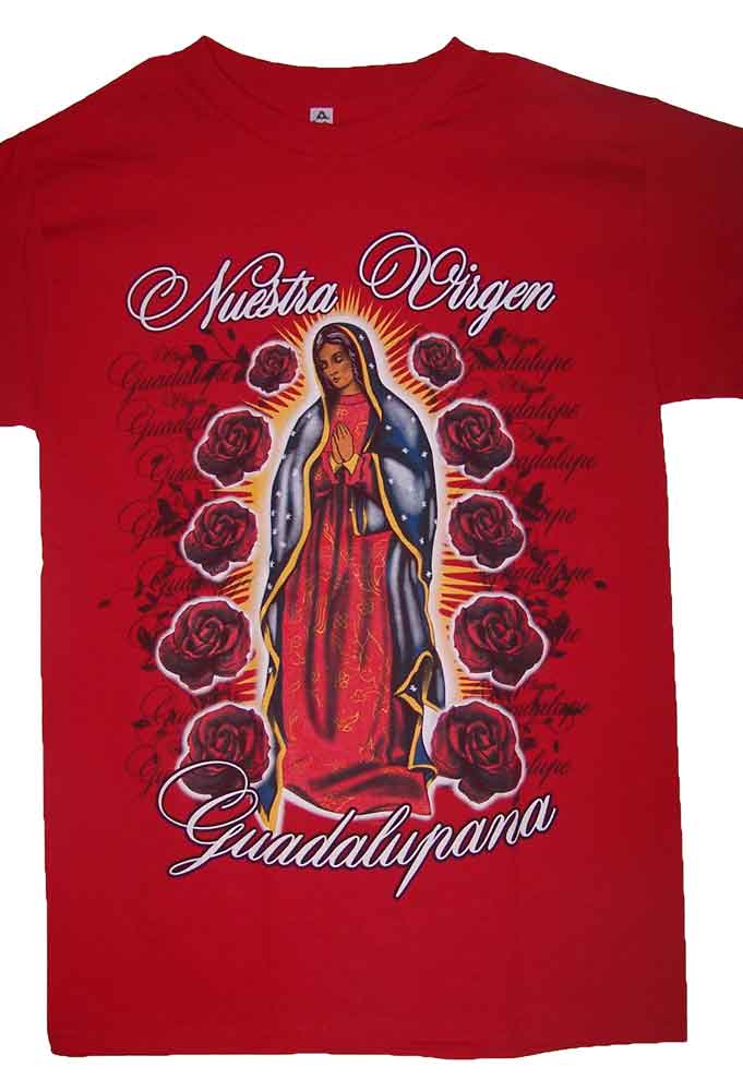 Nuestra Virgen La Guadalupana Catholic T-SHIRTS - Red Color