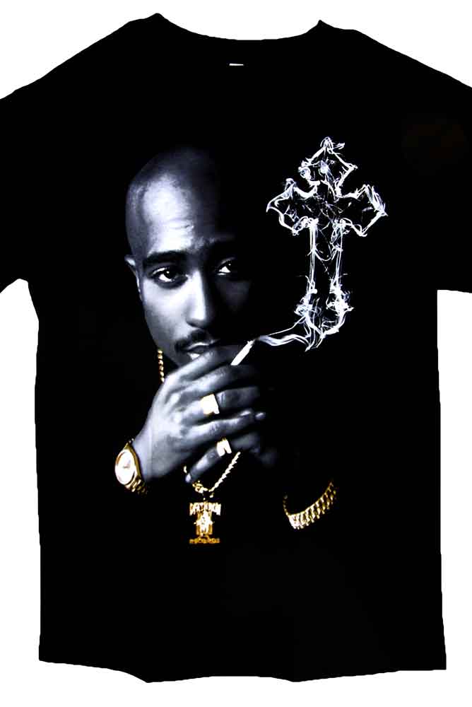 Tupac Shakur 2Pac Cross US Screen Printed Hip Hop T-Shirts