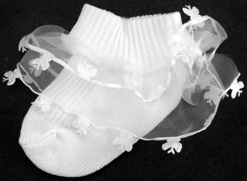 Infant  Fancy  SOCKS With Butterfly Lace- White Color (# GNS112W)