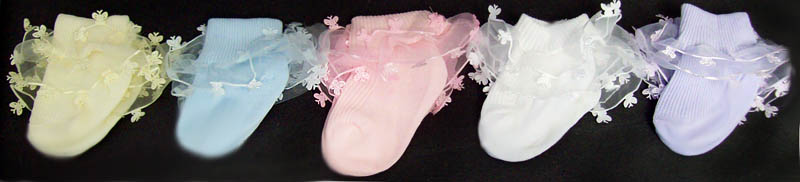 BABY Frilly SOCKS With Butterfly Lace   ( # GNS112)