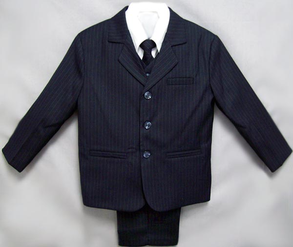 Boys 5Pc Pin-Striped Suit - Navy Color. Sizes: 1-2-3 ( # 132N)