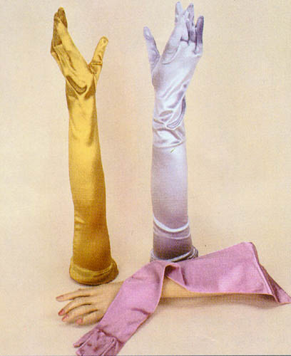 SATIN Gloves  -  For Women. Opera Length   (# 701-16BL)