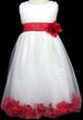 Girls Sleeveless Dress With Silk FLOWERS - Red Color