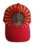 SKULL Indian Chief Native Pride Embroidered Baseball Cap - Red