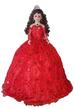Quinceanera Sweet 16 UMBRELLA  Porcelain Dolls  - Red 28 Inches