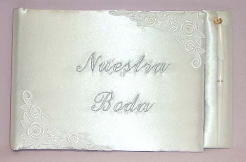 Bridal ''Nuestra Boda'' 2Pc Embroidered Guest Books & PEN Sets
