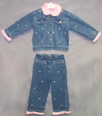 Girls  2Pc  Denim  JACKET  Sets  With  Fur - Toddlers ( # 94022G)