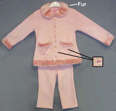 Girls  Polar  Fleece  PANTS  Sets  With  Fur : 4-6X.  ( # 94064G)