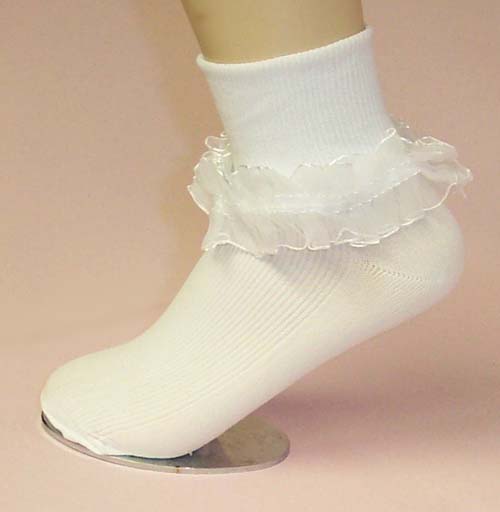 Girls  Designer  Ruffled  SOCKS  - All White  ( # GNS 2020 WHT)