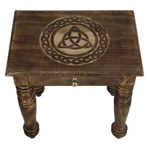 Wooden Side end Table Square Art Deco Carved