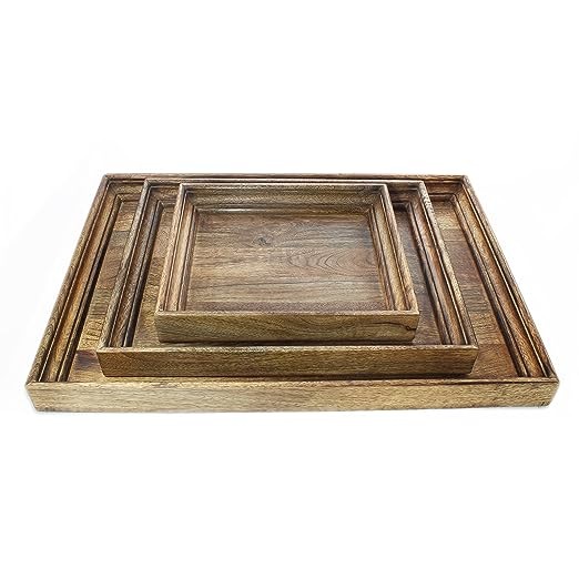 Extra Large Serving Tray Wooden Tea Coffee Breakfast 24 x 17 inch