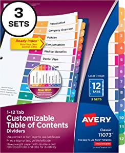Avery 12-Tab Dividers for 3 RING Binders