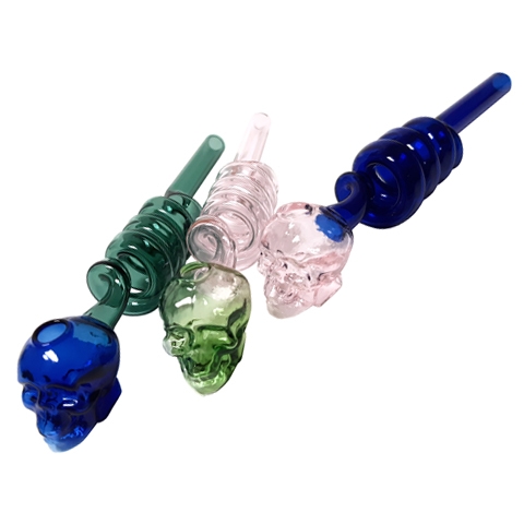 5.5'' Colorful SKULL Glass Pipe with Spiral Tube(on sale)