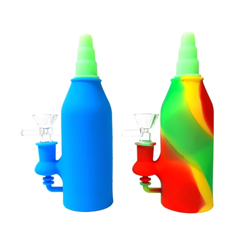 6.75'' Hot Chili Sauce Style Silicone Water PIPE with Glass Bowl
