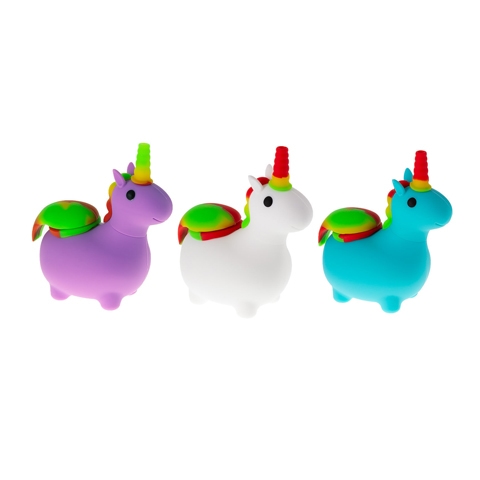 4.5'' Silicone UNICORN Shape Hand Pipe with Glass Bowl & Cap