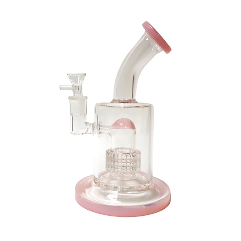 9'' Heavy Duty Pink Glass WATER PIPE with Clear Bowl