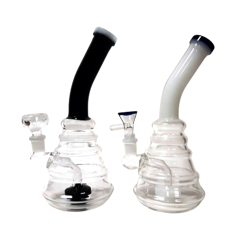 9'' Diamond Style Glass Water Pipe with Clear Bowl