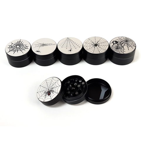 40mm 3-Part Black Spider Design Metal Tobacco Grinder