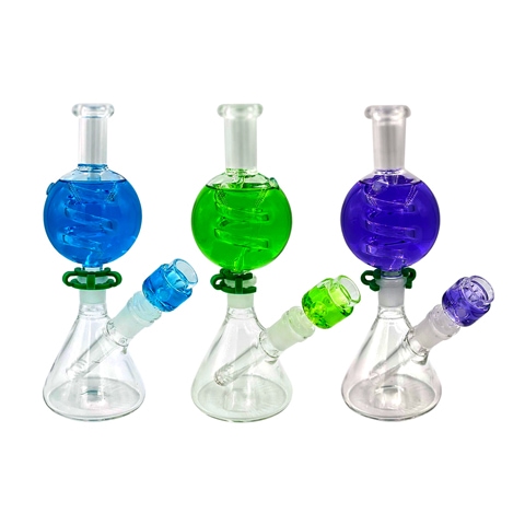 9.75'' Clear Colored Magic Ball Glass Water Pipe(on sale)