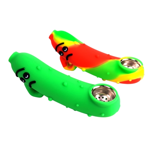 4.5'' Sad Pickle Silicone Pipe with Metal Bowl