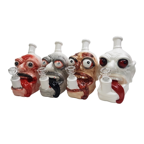 Ceramic FIGURINE Pipe - Zombie Head