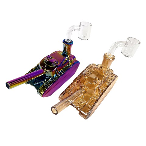 5'' Panzer Style Glass WATER PIPE with 14mm Male Quartz Banger